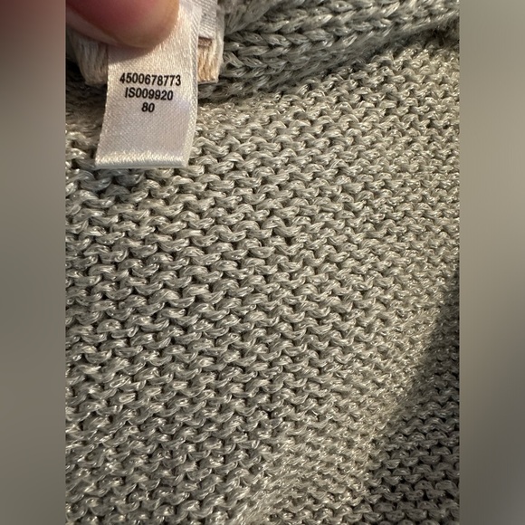 CHICO’S Subtle Shimmer Ellie Ease Cardigan Sweater Silver Gray Seagull Metallic - Picture 7 of 10